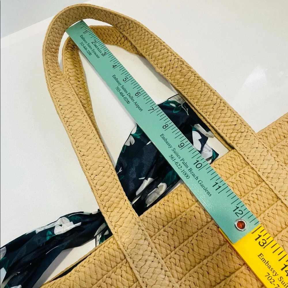 Draper James Straw Tote with Floral Scarf